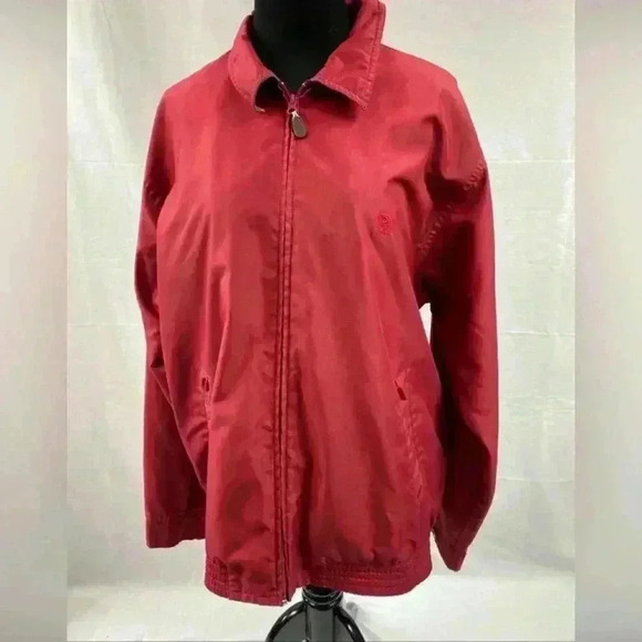 Chaps Ralph Lauren Jacket Large Zip Maroon Plaid Lining Corduroy Collar Men’s - Picture 1 of 6